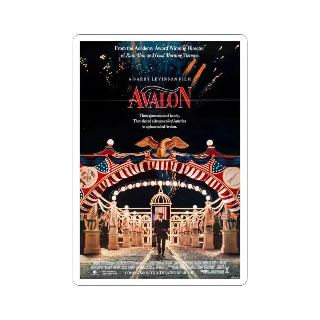 Avalon 1990 Movie Poster - STICKER Vinyl Kiss-Cut Decal 3 Inch White - The Sticker Space