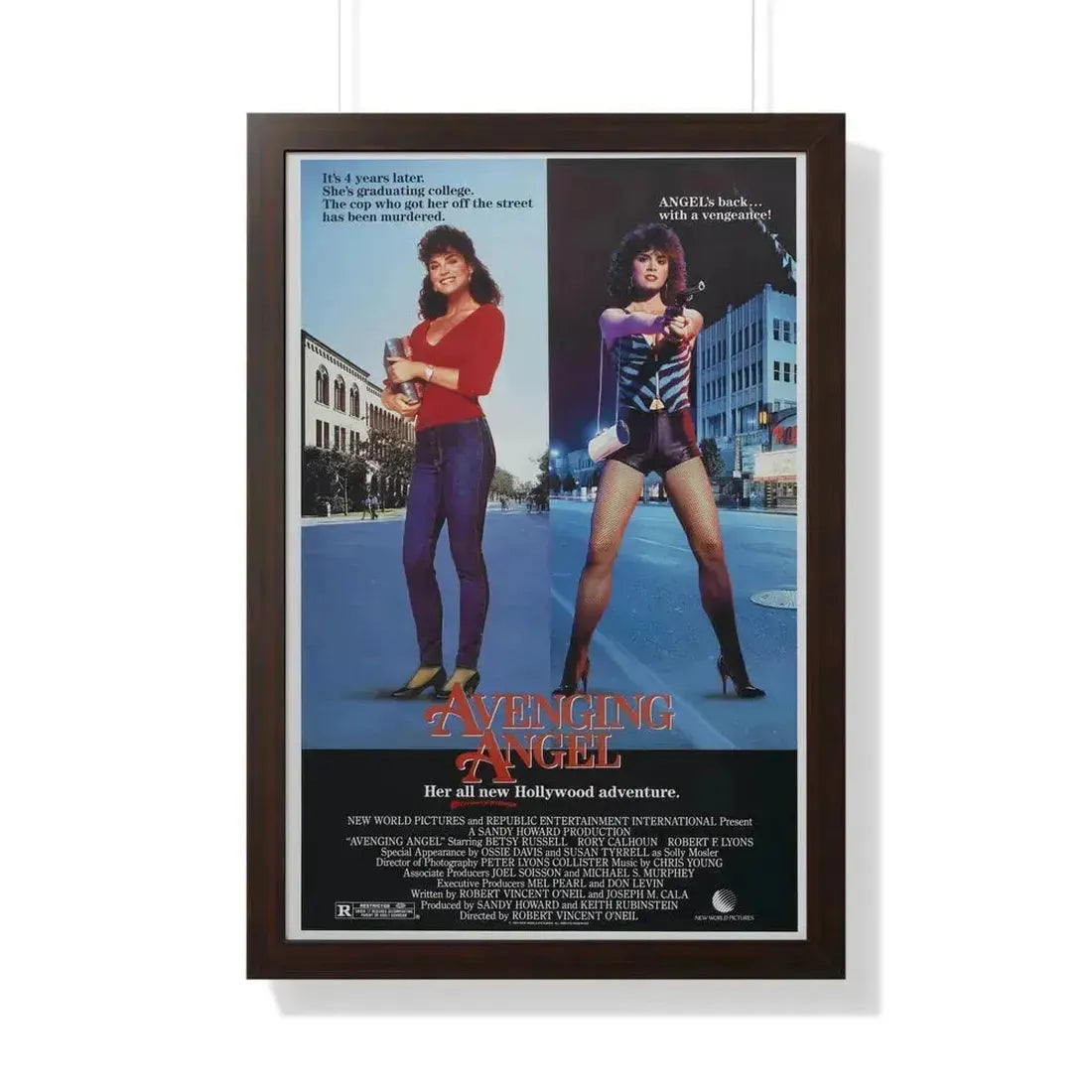 AVENGING ANGEL 1985 - Framed Movie Poster 20" x 30" Walnut - The Sticker Space