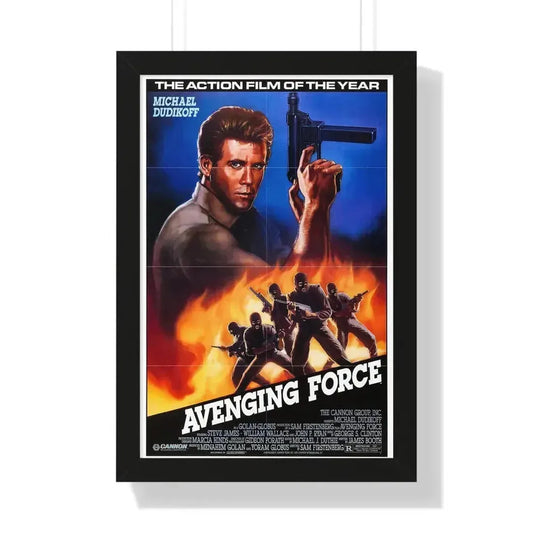 AVENGING FORCE 1986 - Framed Movie Poster 16″ x 24″ Black - The Sticker Space