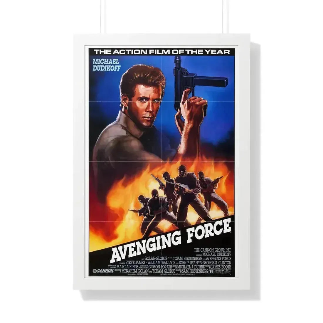 AVENGING FORCE 1986 - Framed Movie Poster 20" x 30" White - The Sticker Space