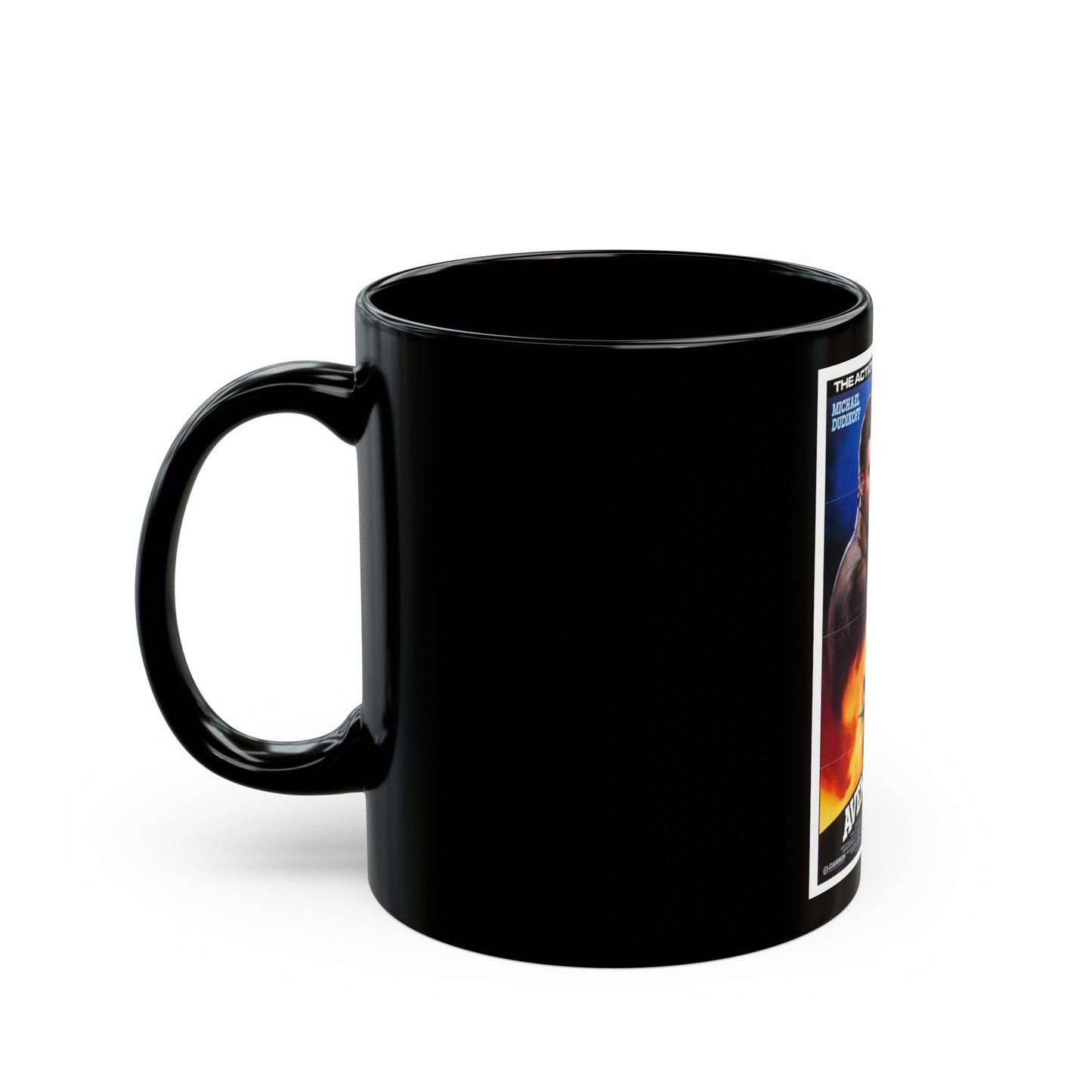 AVENGING FORCE 1986 Movie Poster - Black Coffee Mug-The Sticker Space