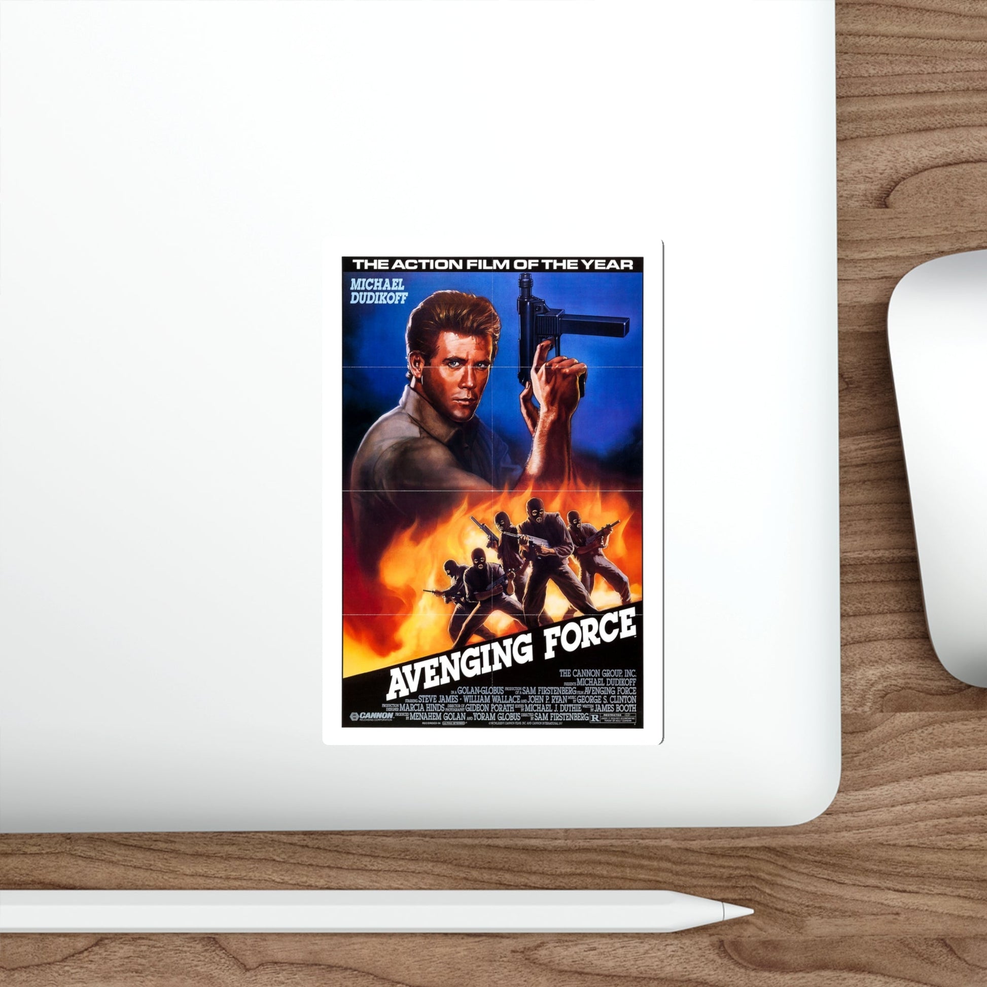 AVENGING FORCE 1986 Movie Poster STICKER Vinyl Die-Cut Decal-The Sticker Space