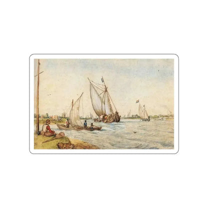 AVERCAMP, Hendrick - River Landscape (Artwork) STICKER Vinyl Die-Cut Decal White Die-Cut 5 Inch - The Sticker Space