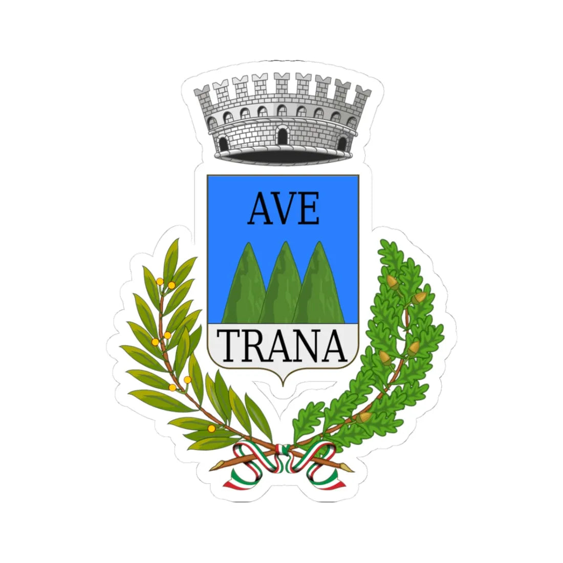 Avetrana-Stemma (Italy) (Coat of Arms) STICKER Vinyl Kiss-Cut Decal 3 Inch White - The Sticker Space