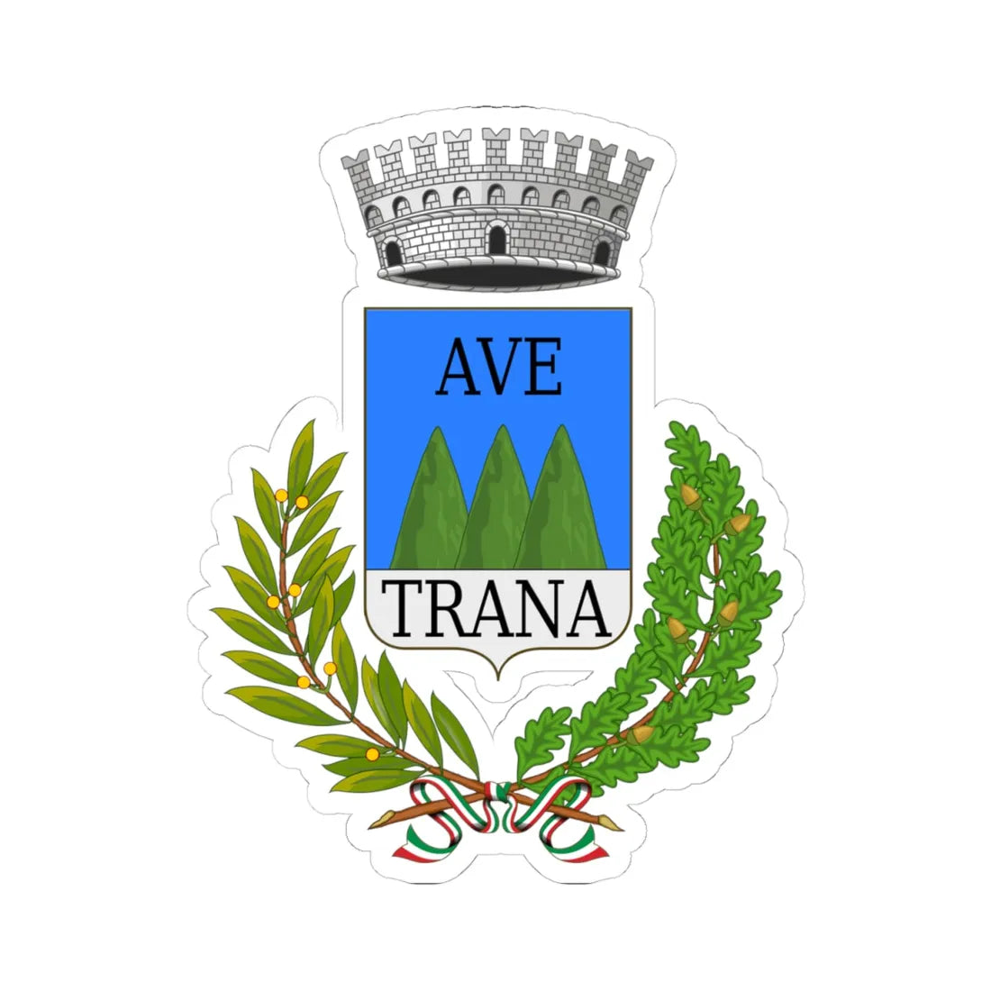 Avetrana-Stemma (Italy) (Coat of Arms) STICKER Vinyl Kiss-Cut Decal 4 Inch White - The Sticker Space