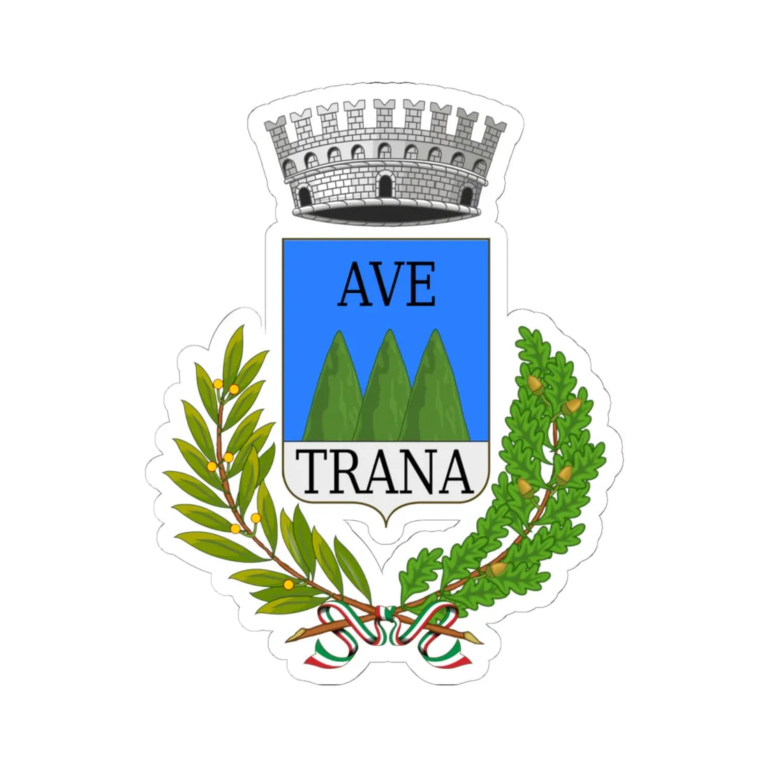 Avetrana-Stemma (Italy) (Coat of Arms) STICKER Vinyl Kiss-Cut Decal 6 Inch White - The Sticker Space