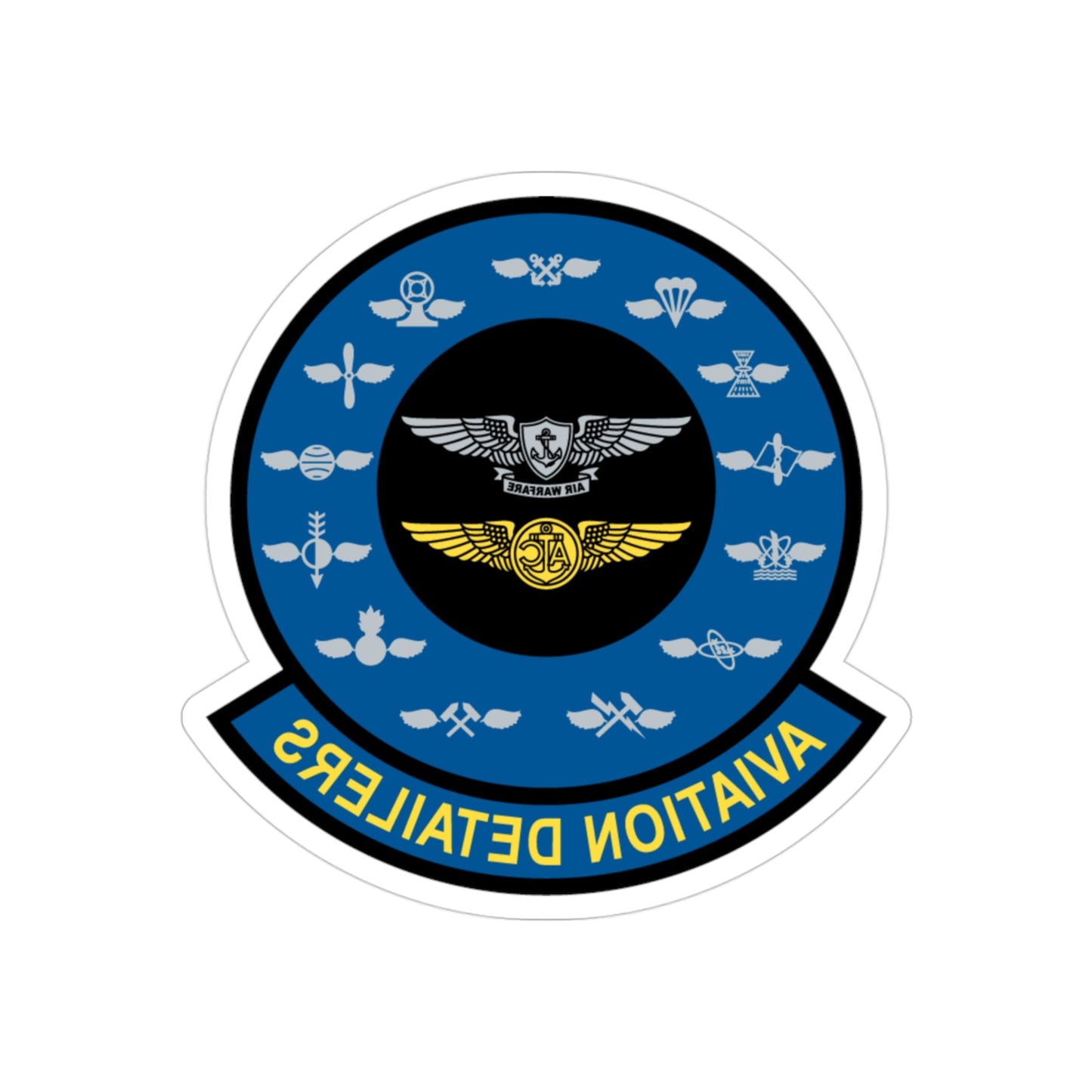 Aviation Detailers (U.S. Navy) REVERSE PRINT Transparent STICKER-3" × 3"-The Sticker Space