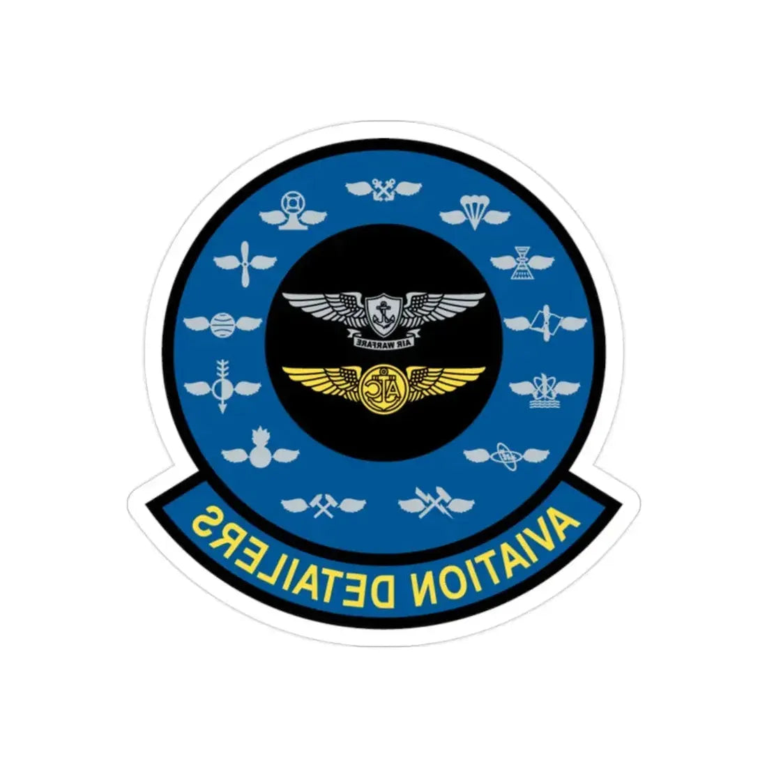 Aviation Detailers (U.S. Navy) REVERSE PRINT Transparent Die-Cut STICKER 2 Inch Die-Cut Transparent - The Sticker Space