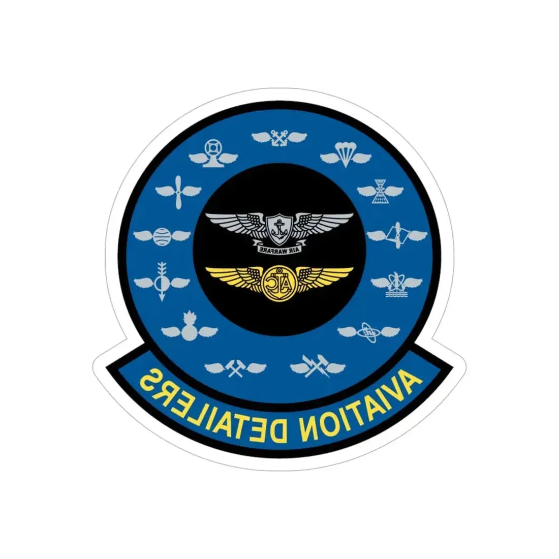 Aviation Detailers (U.S. Navy) REVERSE PRINT Transparent Die-Cut STICKER 5 Inch Die-Cut Transparent - The Sticker Space