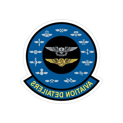 Aviation Detailers (U.S. Navy) REVERSE PRINT Transparent Die-Cut STICKER 5 Inch Die-Cut Transparent - The Sticker Space