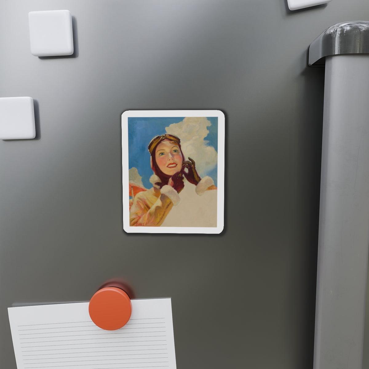 Aviator Girl (Magazine Illustration) Refrigerator Magnet-The Sticker Space