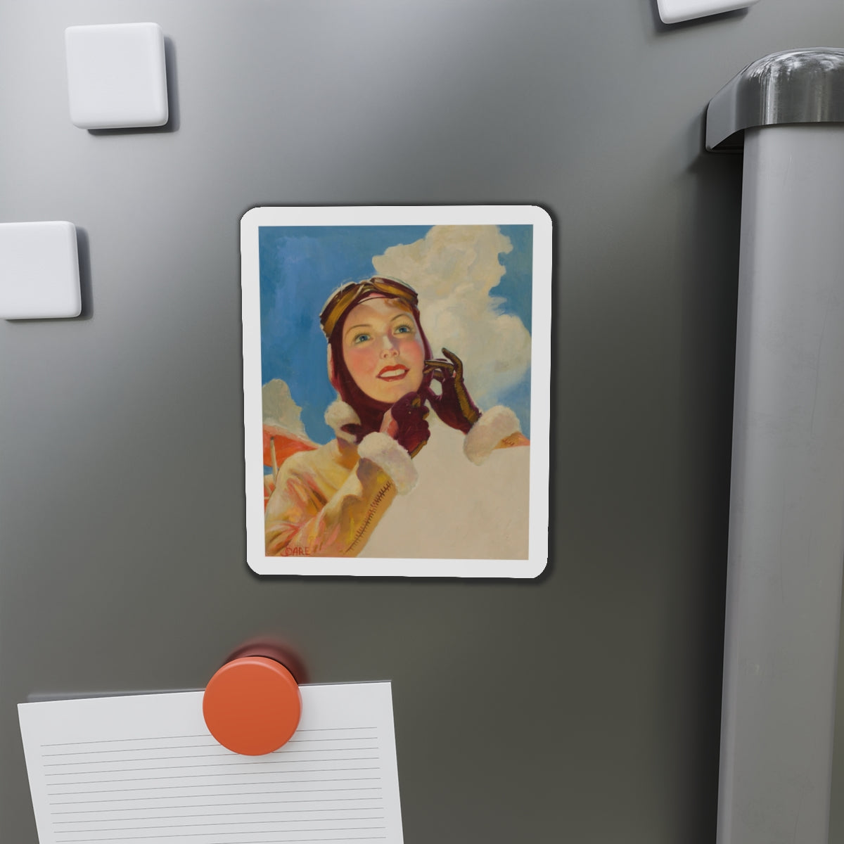 Aviator Girl (Magazine Illustration) Refrigerator Magnet-The Sticker Space