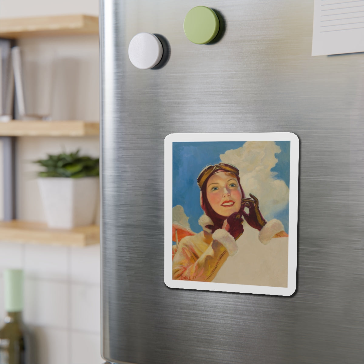 Aviator Girl (Magazine Illustration) Refrigerator Magnet-The Sticker Space