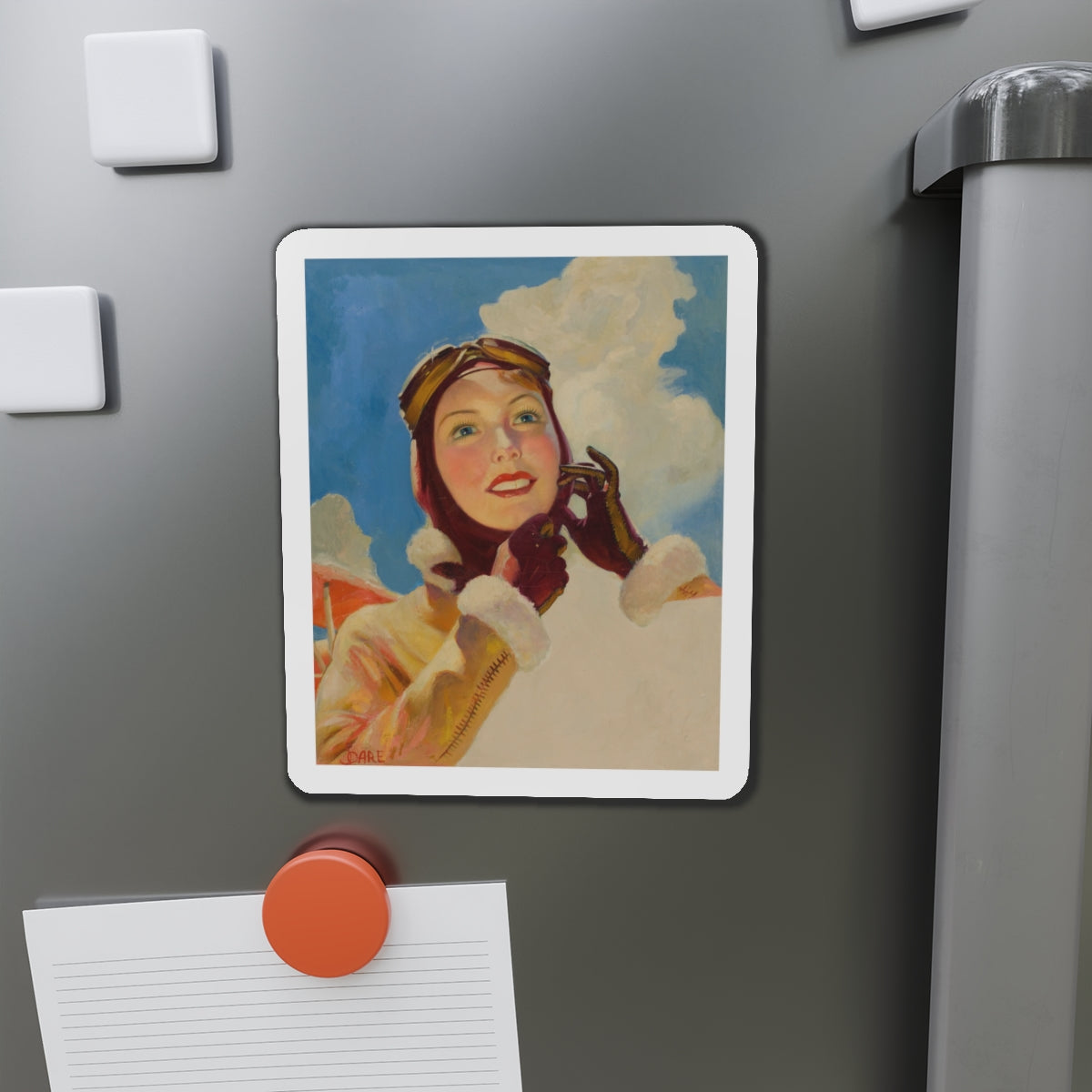 Aviator Girl (Magazine Illustration) Refrigerator Magnet-The Sticker Space