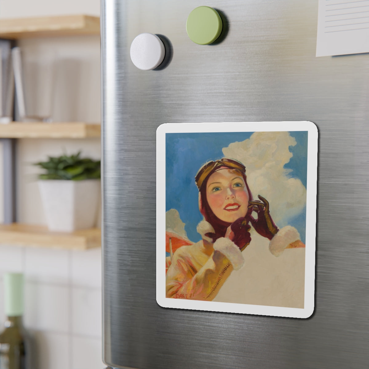 Aviator Girl (Magazine Illustration) Refrigerator Magnet-The Sticker Space