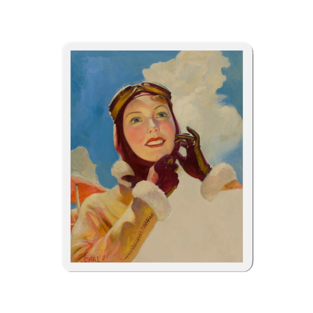 Aviator Girl (Magazine Illustration) Refrigerator Magnet-2" x 2"-The Sticker Space