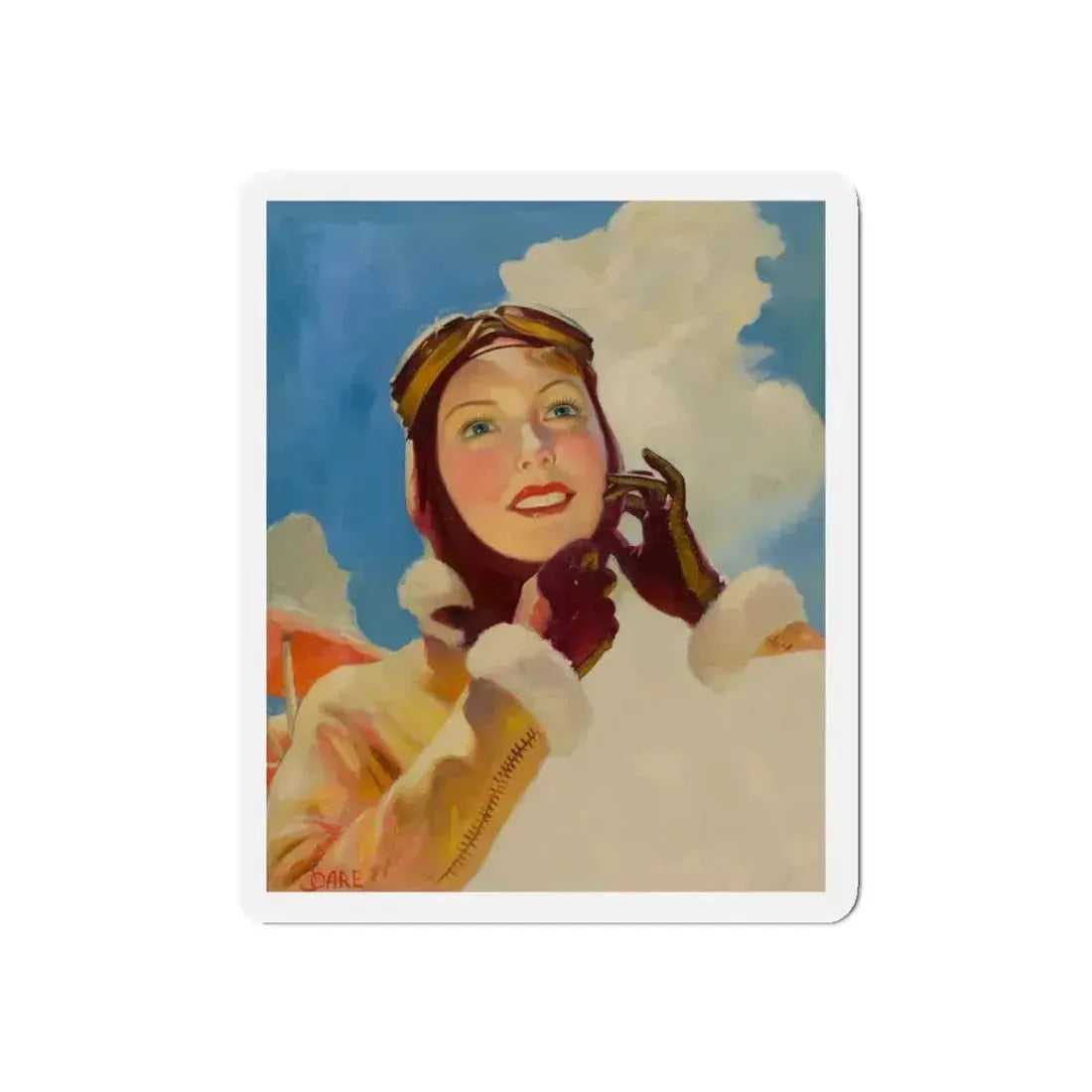 Aviator Girl (Magazine Illustration) Refrigerator Magnet 4 Inch Die-Cut - The Sticker Space