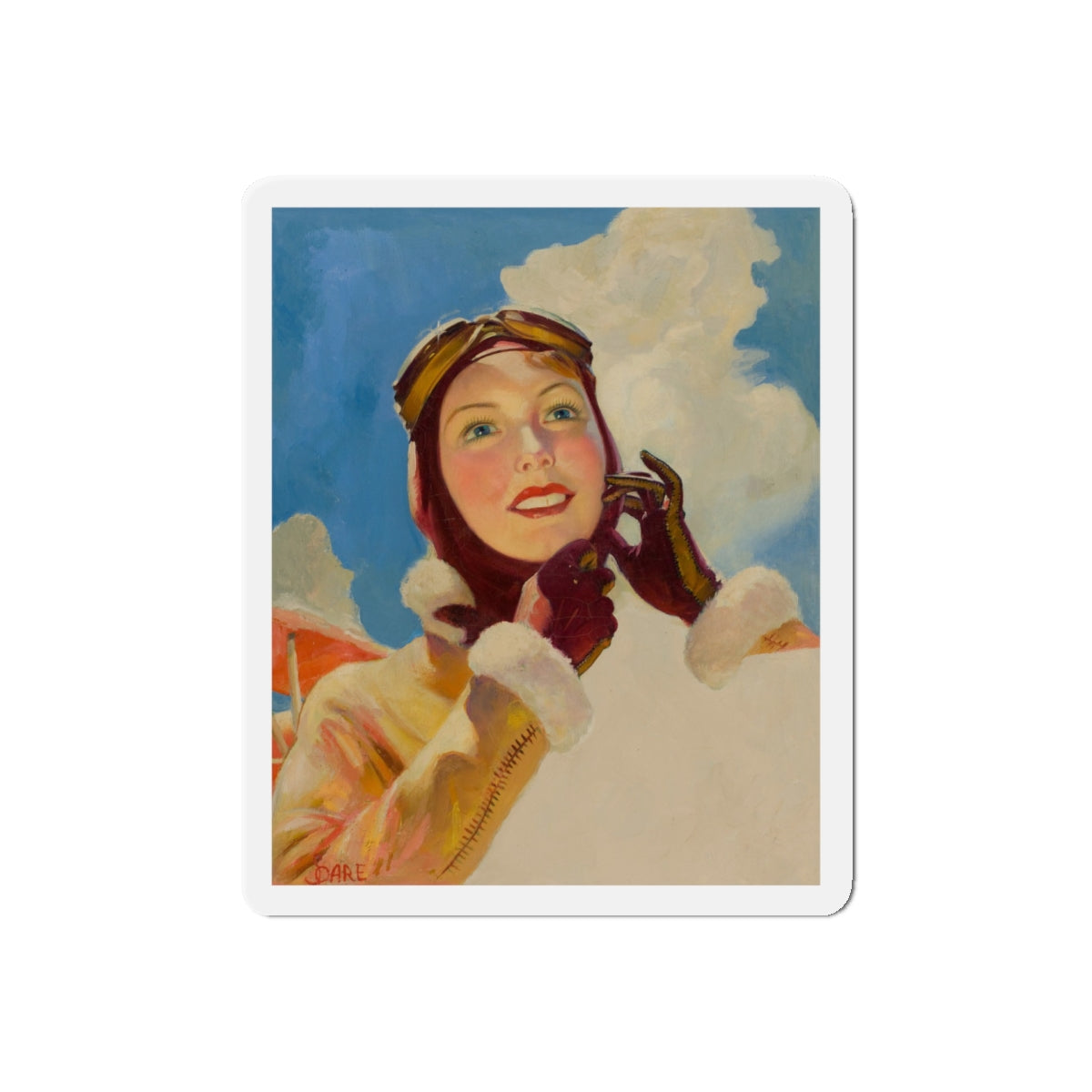 Aviator Girl (Magazine Illustration) Refrigerator Magnet-5" x 5"-The Sticker Space