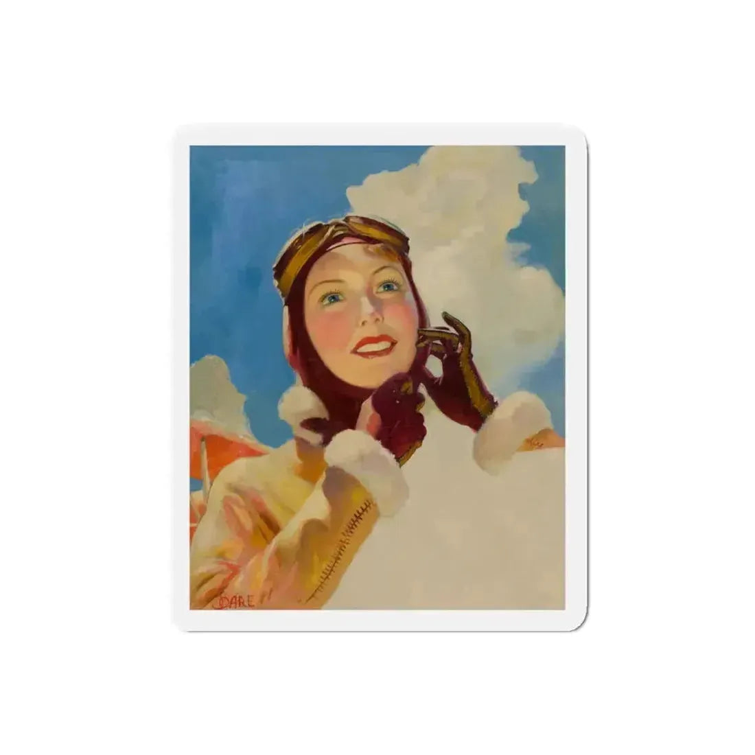 Aviator Girl (Magazine Illustration) Refrigerator Magnet 6 Inch Die-Cut - The Sticker Space