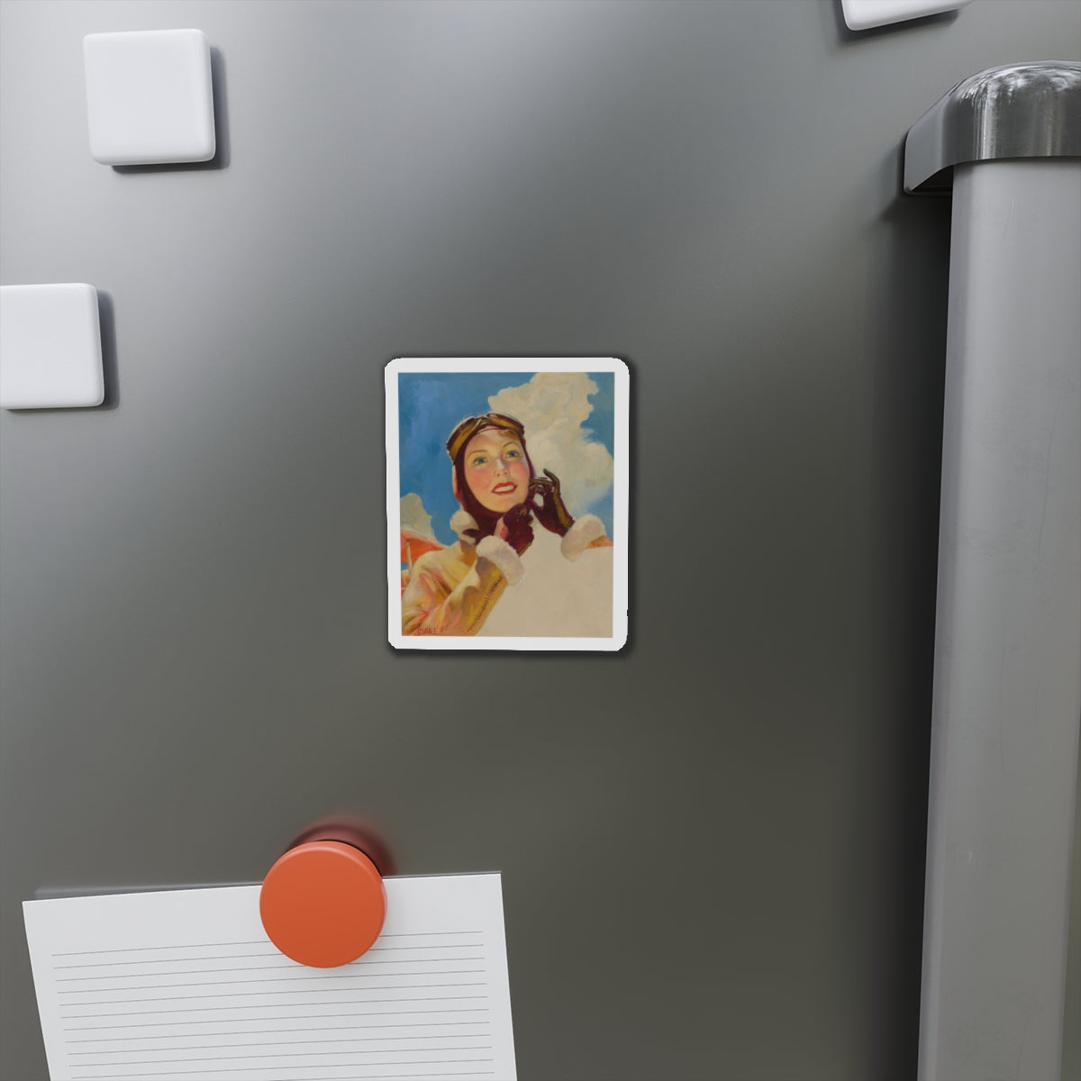 Aviator Girl (Magazine Illustration) Refrigerator Magnet-The Sticker Space