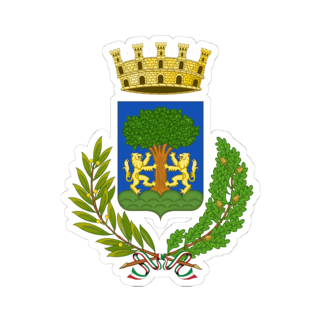 Avigliano-Stemma (Italy) (Coat of Arms) STICKER Vinyl Kiss-Cut Decal 4 Inch White - The Sticker Space