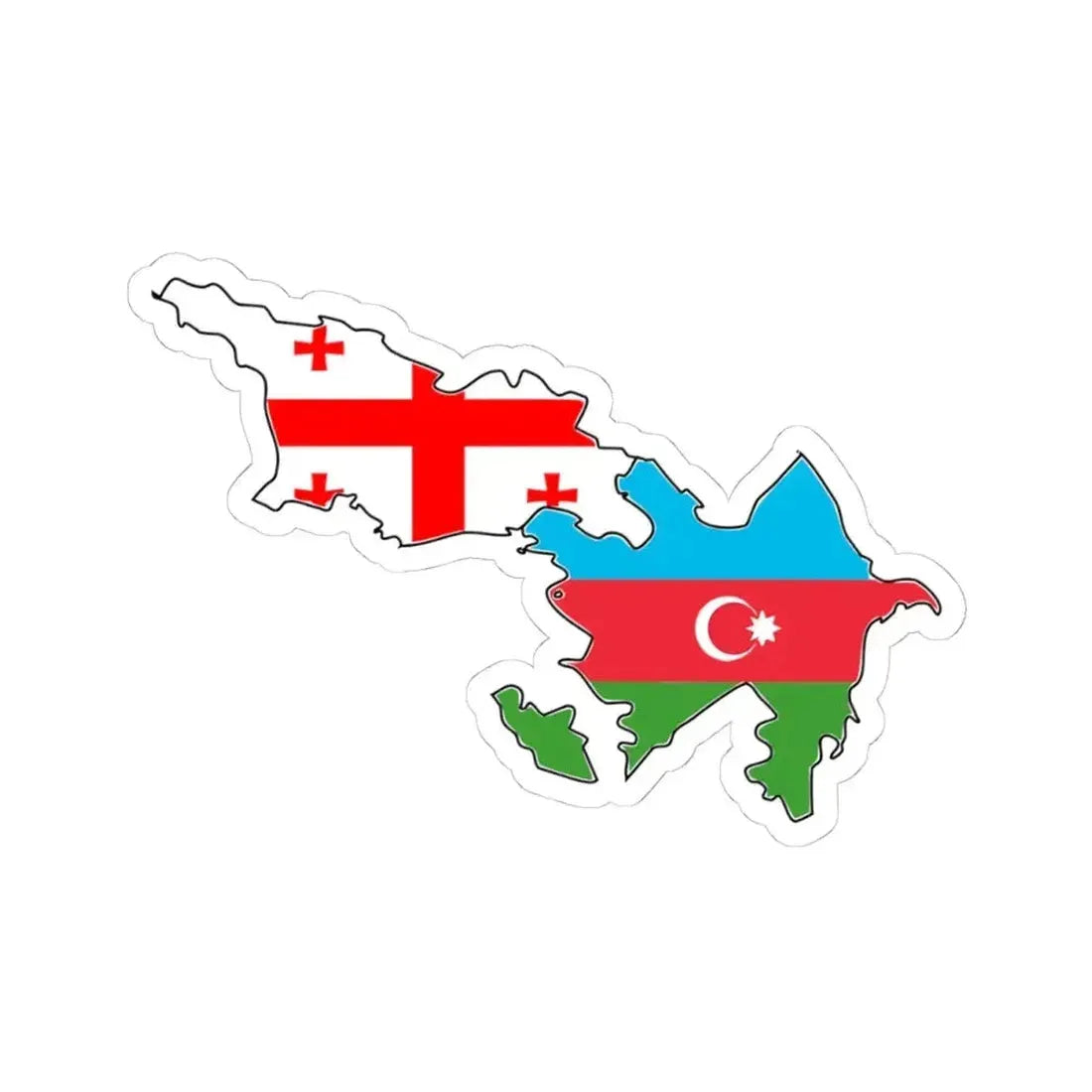 Azerbaijan and Georgia flag map (Azerbaijan) STICKER Vinyl Kiss-Cut Decal 4 Inch White - The Sticker Space