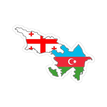 Azerbaijan and Georgia flag map (Azerbaijan) STICKER Vinyl Kiss-Cut Decal 4 Inch White - The Sticker Space
