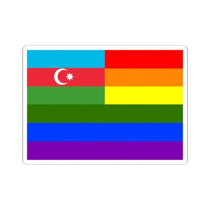 Azerbaijan rainbow flag (Azerbaijan) STICKER Vinyl Kiss-Cut Decal 4 Inch White - The Sticker Space