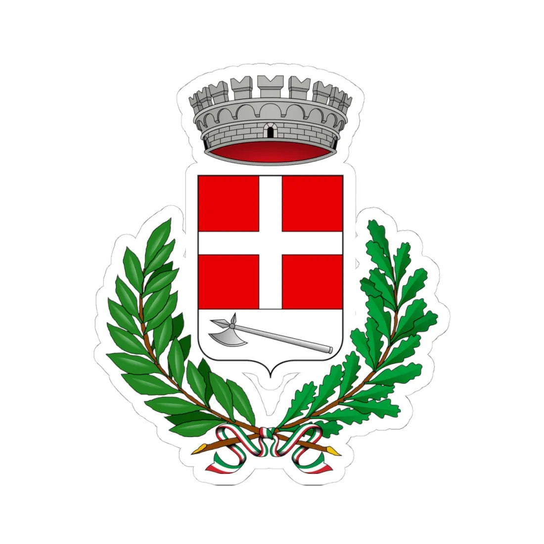 Azzano dAsti-Stemma (Italy) (Coat of Arms) STICKER Vinyl Kiss-Cut Decal 4 Inch White - The Sticker Space