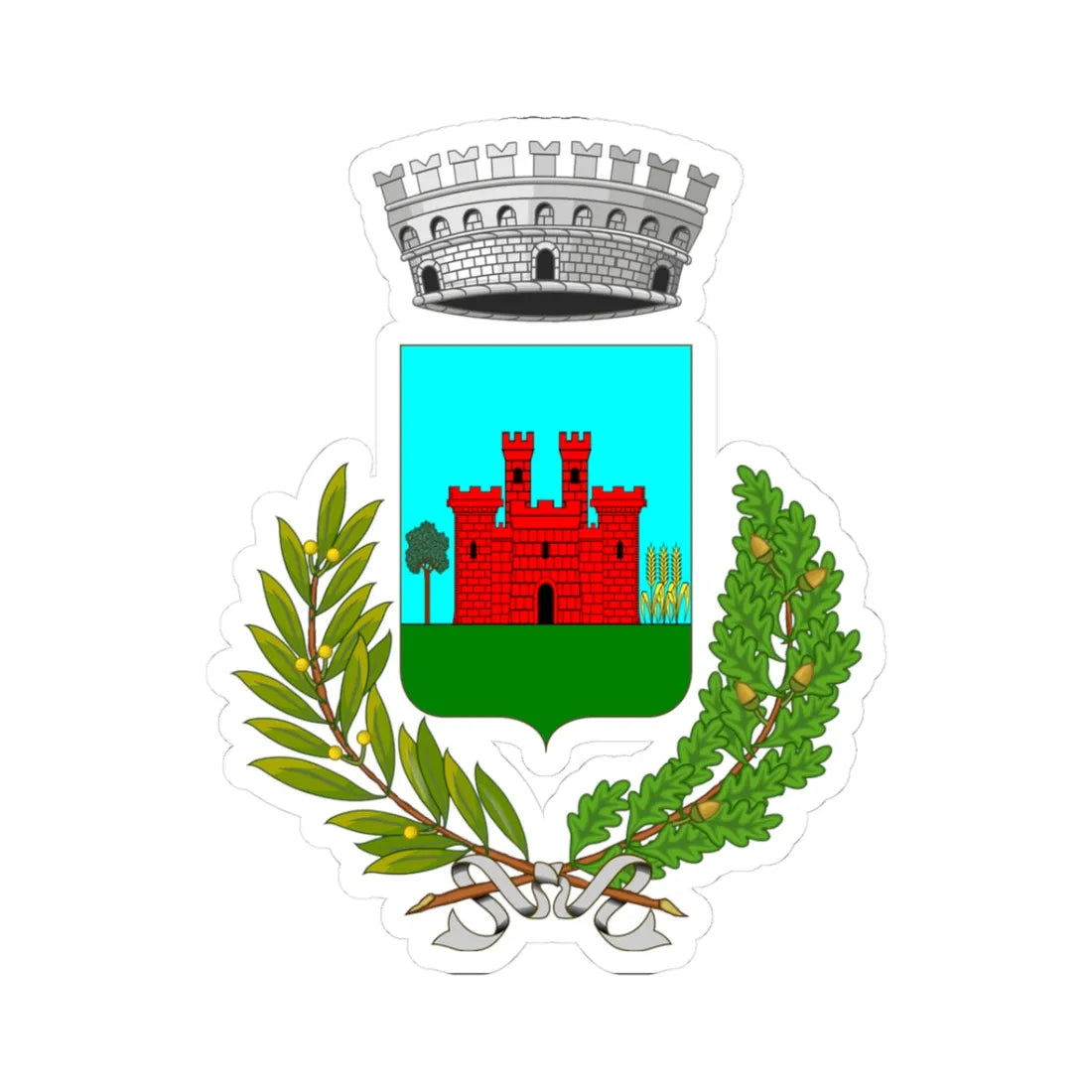 Azzate-Stemma (Italy) (Coat of Arms) STICKER Vinyl Kiss-Cut Decal 3 Inch White - The Sticker Space