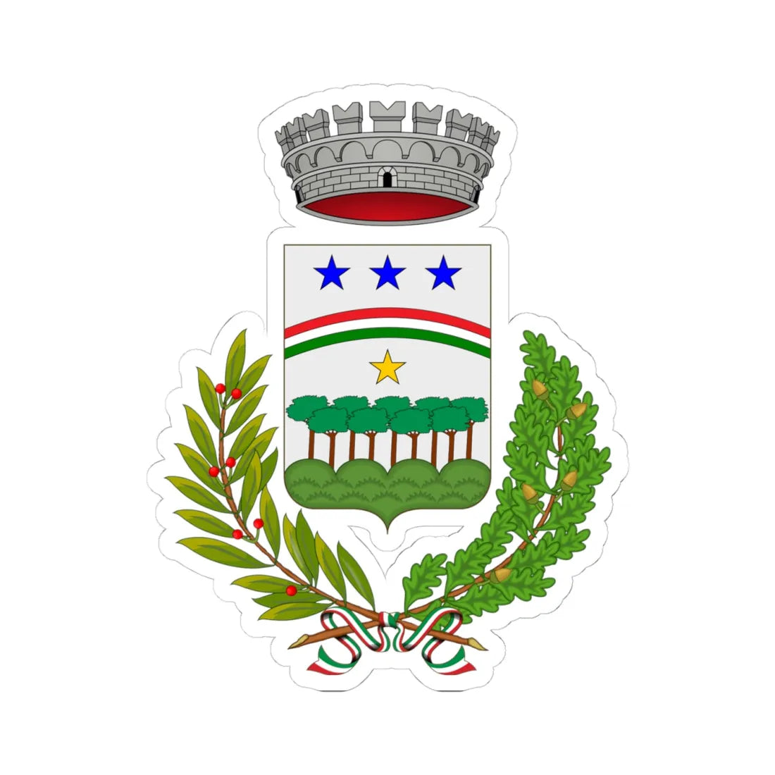 Azzio-Stemma (Italy) (Coat of Arms) STICKER Vinyl Kiss-Cut Decal 4 Inch White - The Sticker Space