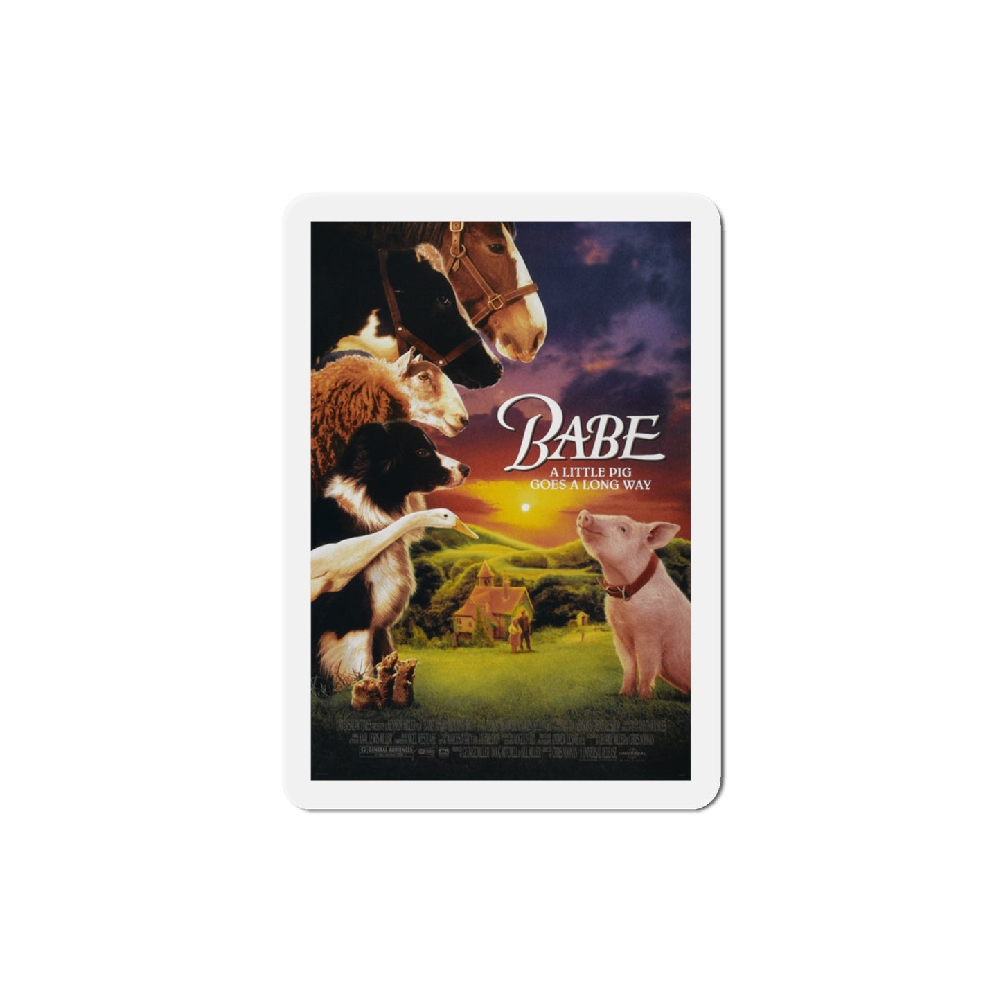 Babe 1995 Movie Poster Die-Cut Magnet-3" x 3"-The Sticker Space