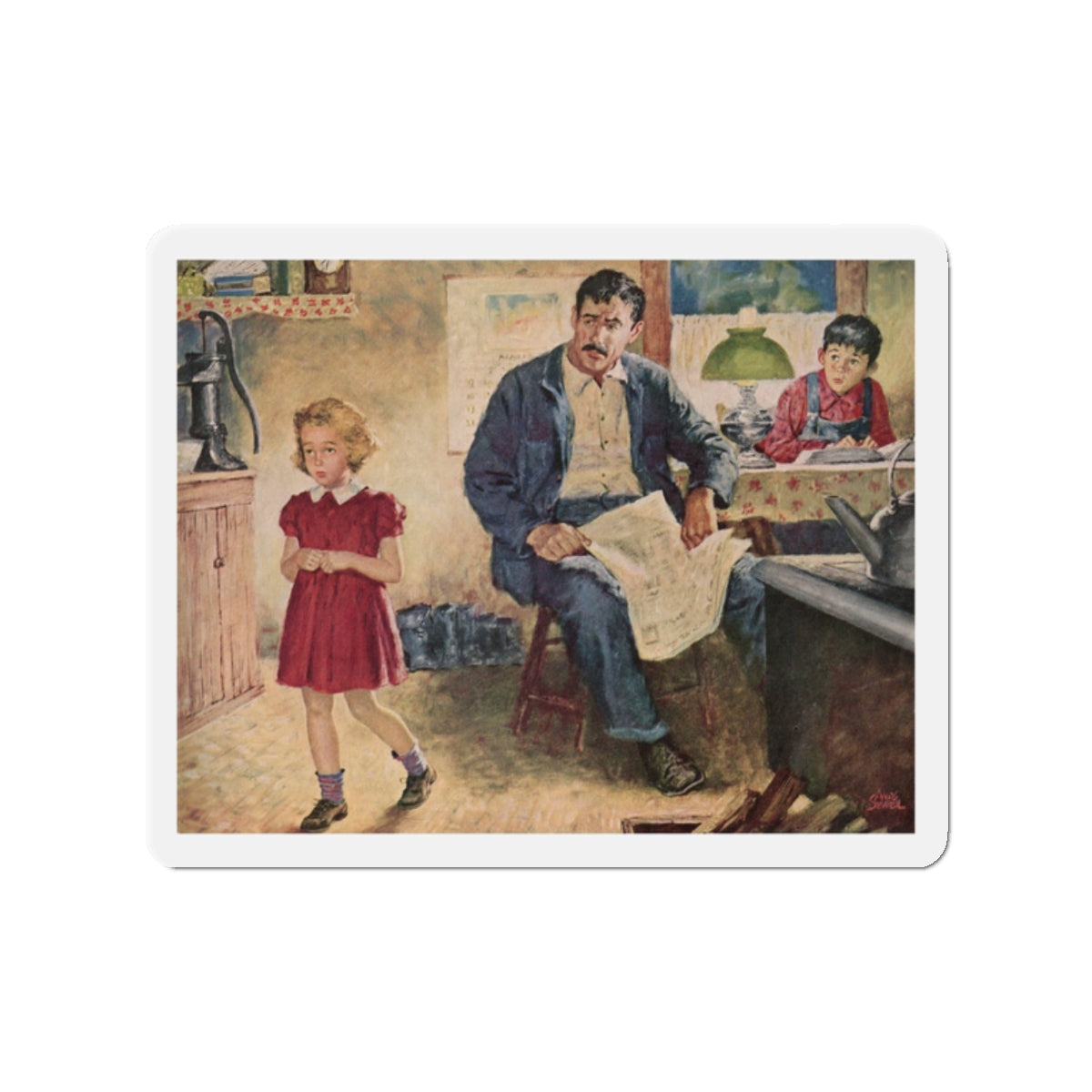 Babe In Disgrace by R. Ross Annett, 1950 (Magazine Illustration) Refrigerator Magnet-2" x 2"-The Sticker Space