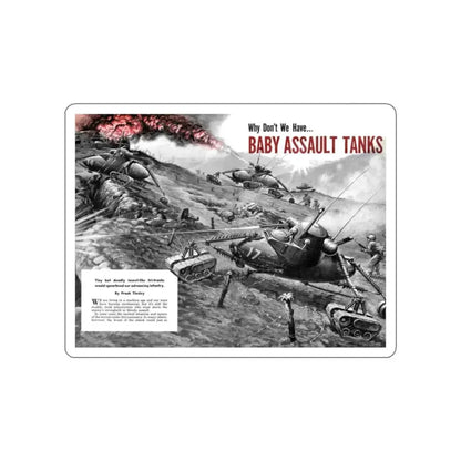 Baby Assault Tanks, Modern Mechanix, 1952 (Magazine Illustration) STICKER Vinyl Die-Cut Decal - The Sticker Space