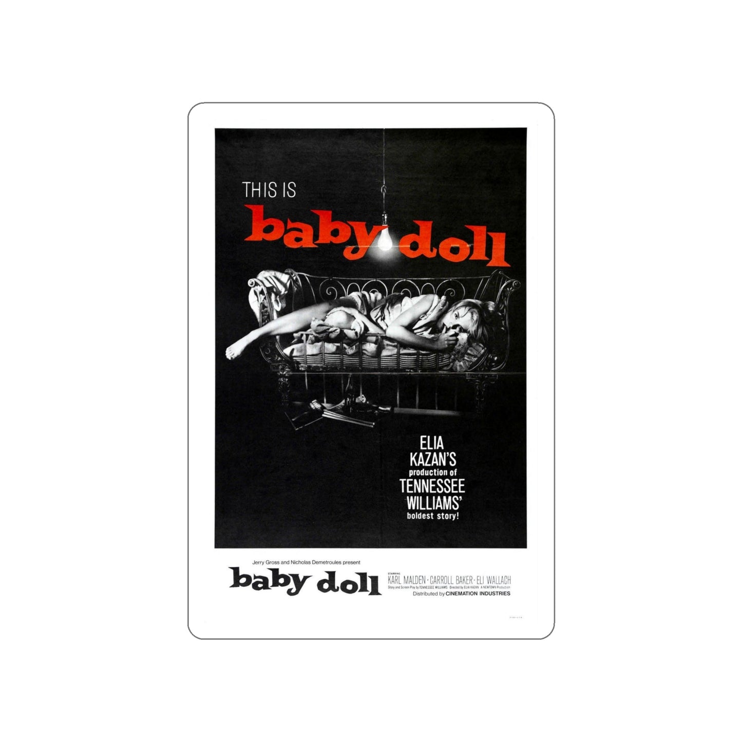 BABY DOLL 1956 Movie Poster STICKER Vinyl Die-Cut Decal-6 Inch-The Sticker Space