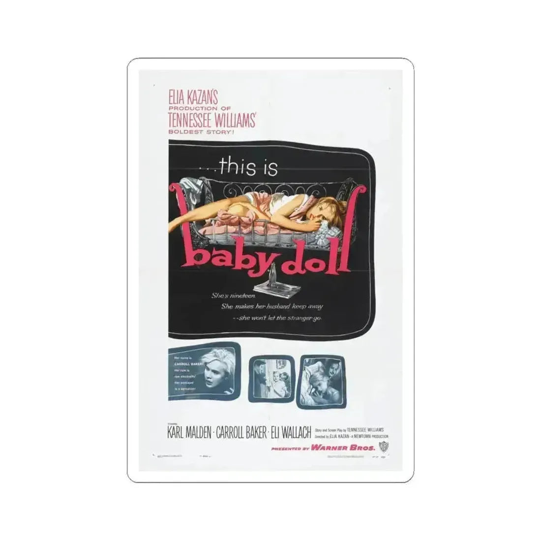 Baby Doll 1956 Movie Poster - STICKER Vinyl Kiss-Cut Decal 3 Inch White - The Sticker Space