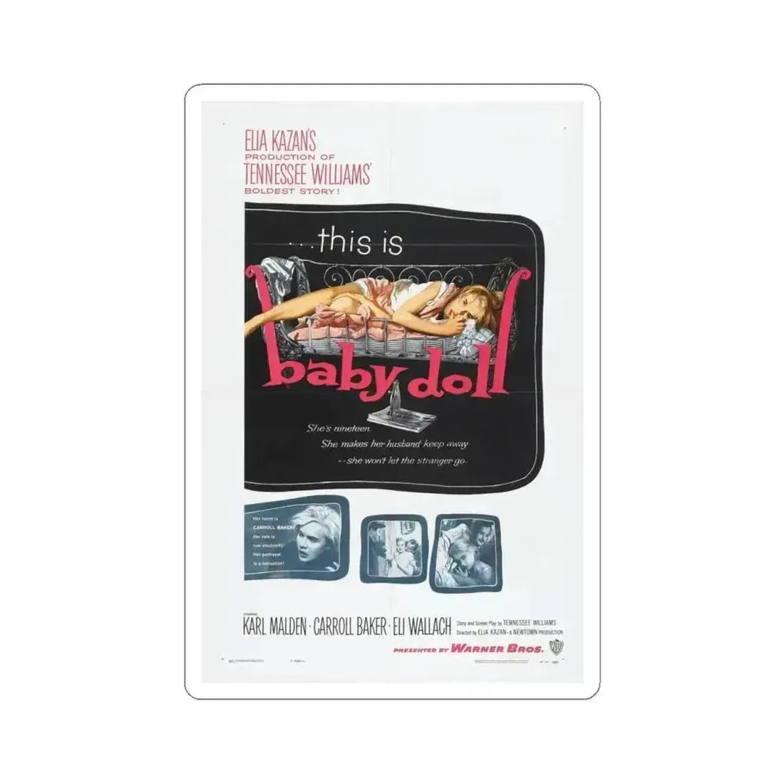 Baby Doll 1956 Movie Poster - STICKER Vinyl Kiss-Cut Decal 4 Inch White - The Sticker Space