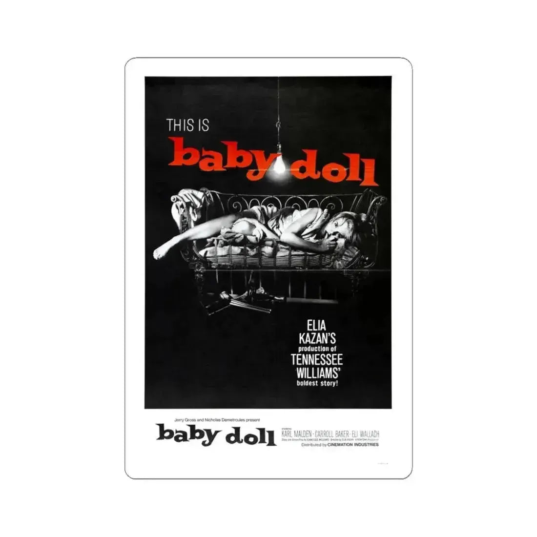 BABY DOLL 1956 Movie Poster - STICKER Vinyl Kiss-Cut Decal 6 Inch White - The Sticker Space