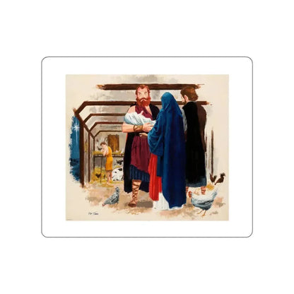 Baby Jesus, Mary, and Joseph (c. 1960s) (Magazine Illustration) STICKER Vinyl Die-Cut Decal White Die-Cut 6 Inch - The Sticker Space