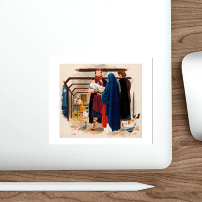 Baby Jesus, Mary, and Joseph (c. 1960s) (Magazine Illustration) STICKER Vinyl Die-Cut Decal-The Sticker Space