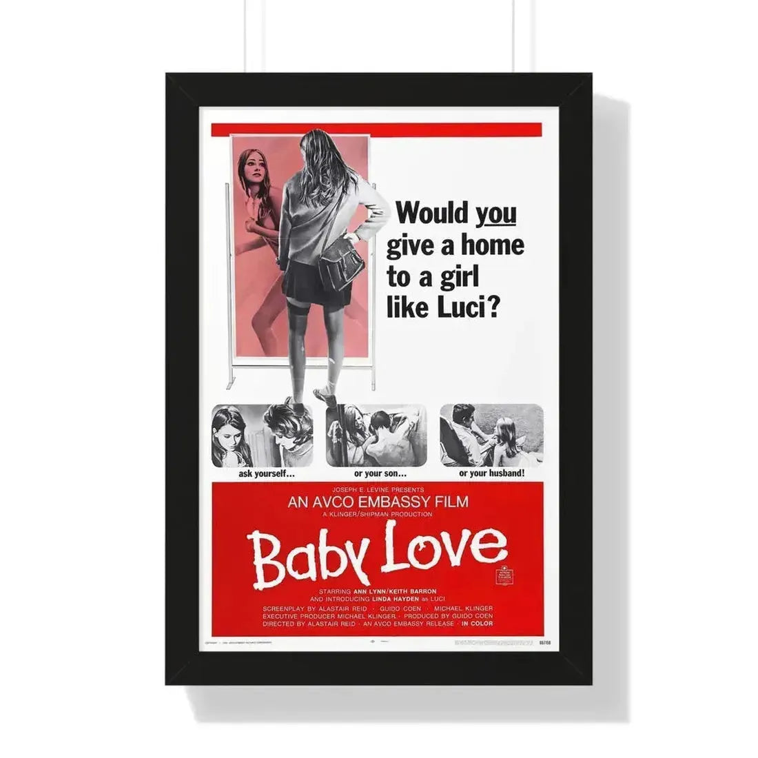 BABY LOVE 1969 - Framed Movie Poster 16″ x 24″ Black - The Sticker Space