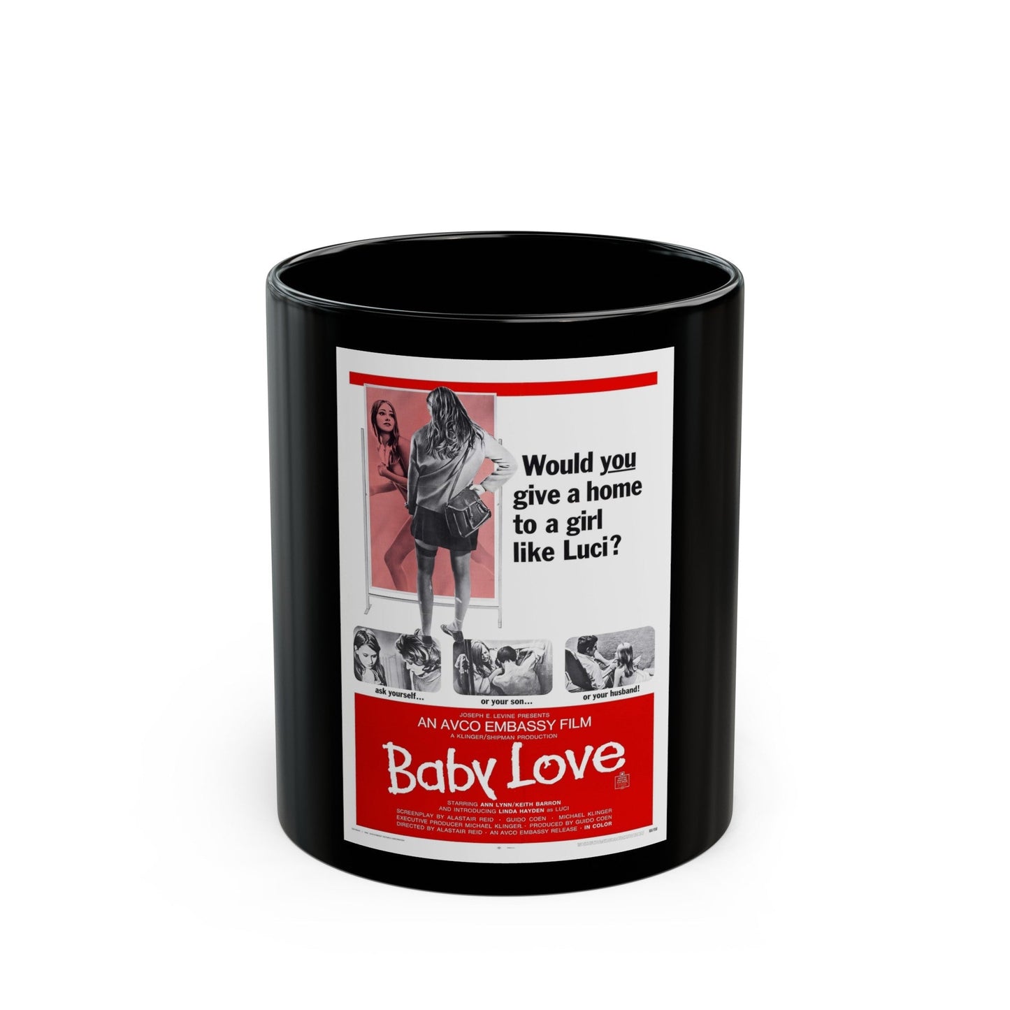 BABY LOVE 1969 Movie Poster - Black Coffee Mug-11oz-The Sticker Space