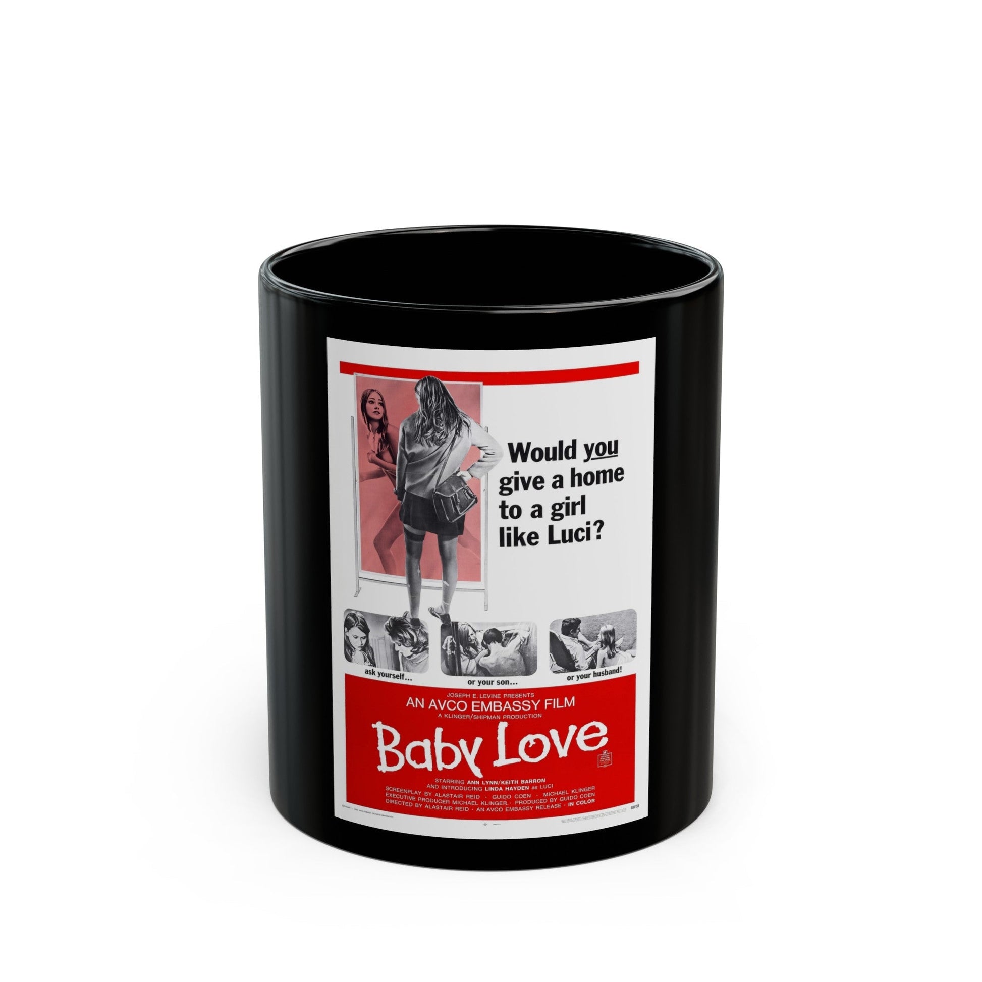 BABY LOVE 1969 Movie Poster - Black Coffee Mug-11oz-The Sticker Space