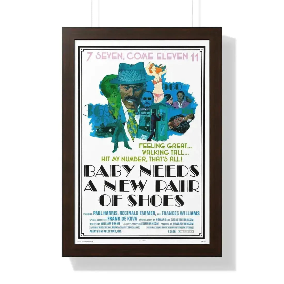 BABY NEEDS A NEW PAIR OF SHOES (JIVE TURKEY) 1974 - Framed Movie Poster 16″ x 24″ Walnut - The Sticker Space