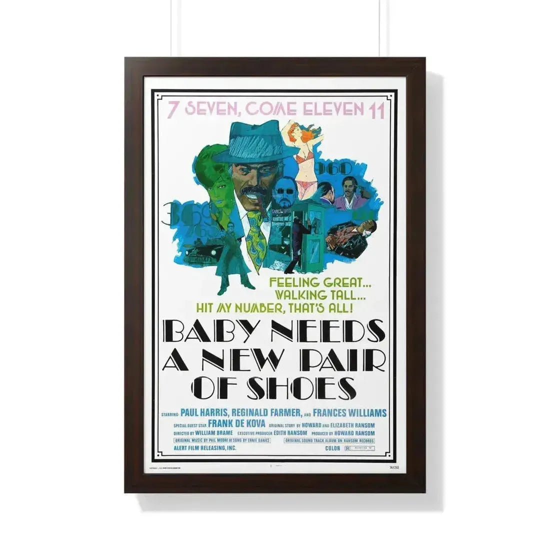 BABY NEEDS A NEW PAIR OF SHOES (JIVE TURKEY) 1974 - Framed Movie Poster 20" x 30" Walnut - The Sticker Space