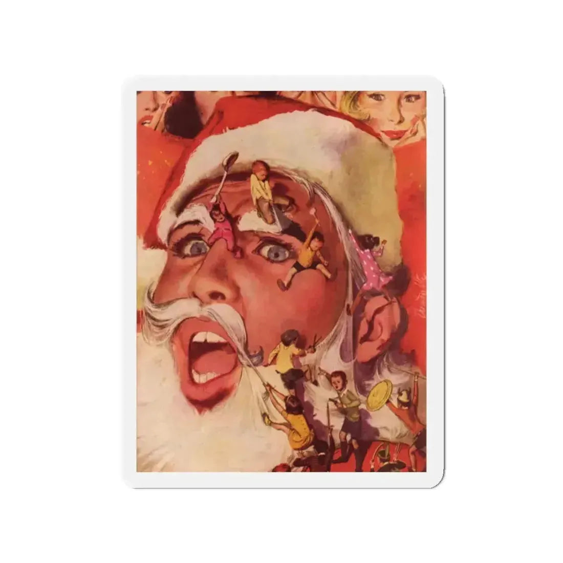 Bachelor Santa Claus (1), Cosmopolitan Illustration, December 1958 (Magazine Illustration) Refrigerator Magnet 2 Inch Die-Cut - The Sticker Space