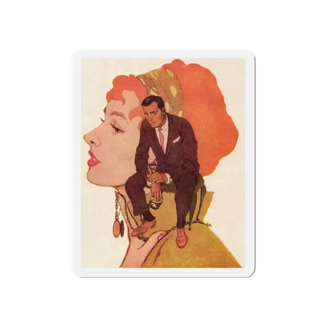 Bachelor Santa Claus (2), Cosmopolitan Illustration, December 1958 (Magazine Illustration) Refrigerator Magnet - The Sticker Space