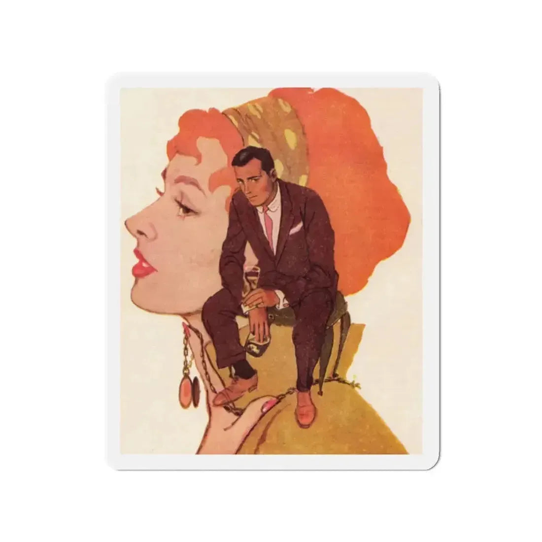 Bachelor Santa Claus (2), Cosmopolitan Illustration, December 1958 (Magazine Illustration) Refrigerator Magnet - The Sticker Space