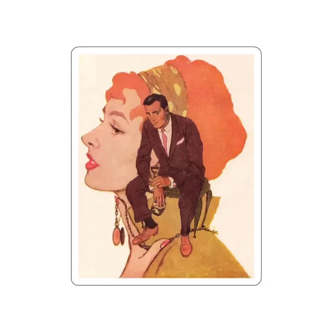 Bachelor Santa Claus (2), Cosmopolitan Illustration, December 1958 (Magazine Illustration) STICKER Vinyl Die-Cut Decal - The Sticker Space