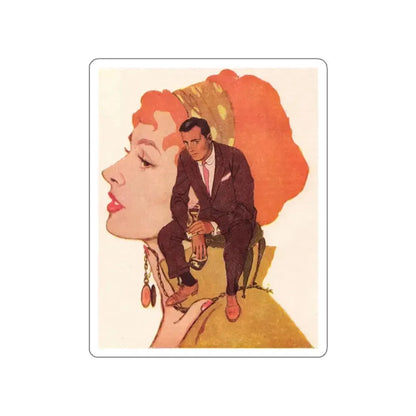 Bachelor Santa Claus (2), Cosmopolitan Illustration, December 1958 (Magazine Illustration) STICKER Vinyl Die-Cut Decal White Die-Cut 5 Inch - The Sticker Space